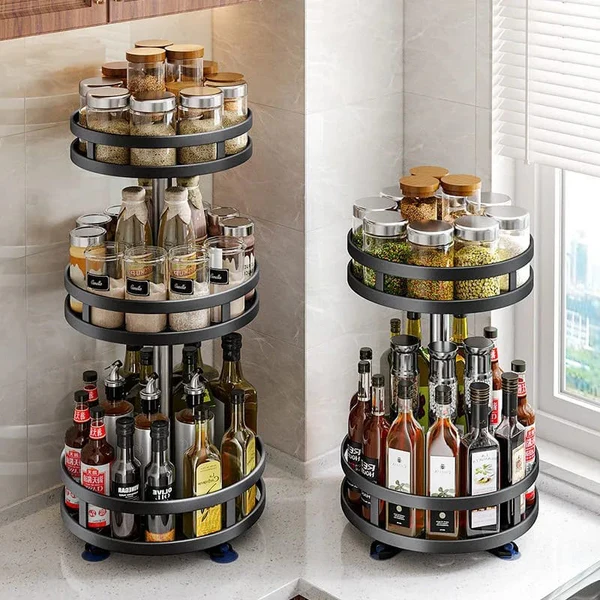 Rotating iron storage rack  2 layers