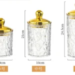 Set Of 3 Transparent Sealed Jar With Golden Lid