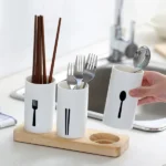 3pcs Drain Chopsticks Holder With Tray