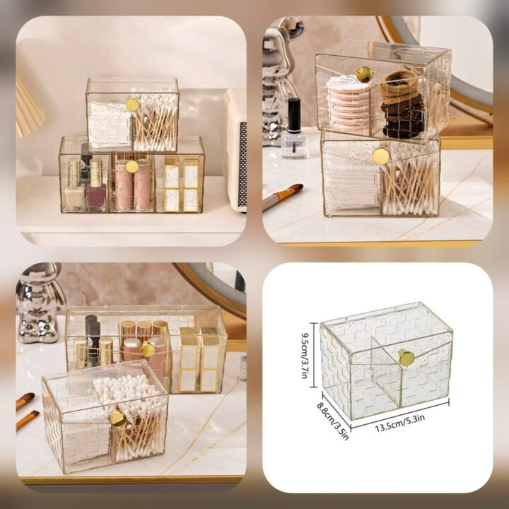 Dustproof 2 Partition Cotton Bud & Lipstick Organizer (Premium Quality)
