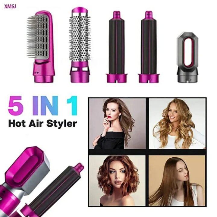 5 in 1 Hair Dryer Hot Comb Set Wet and Dry Professional Curling Iron Hair Straightener Styling Tool Hair Dryer Household