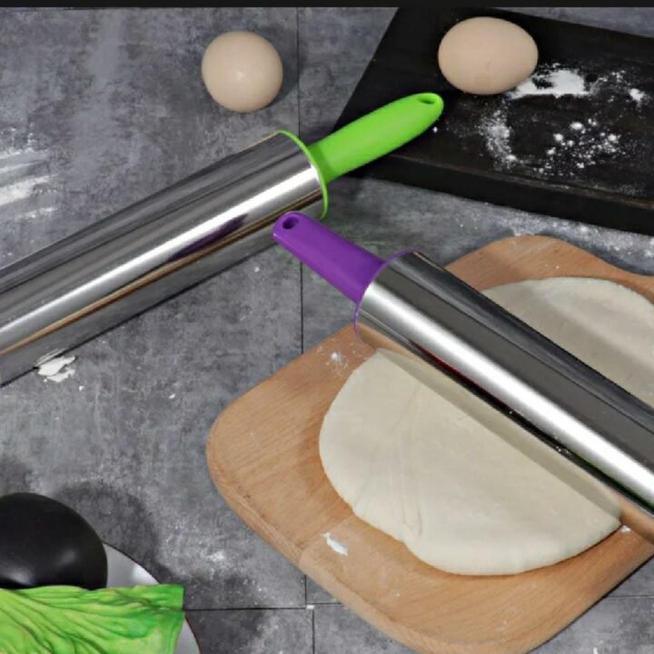Stainless Steel Dough Bread Rolling pin With Plastic handle
