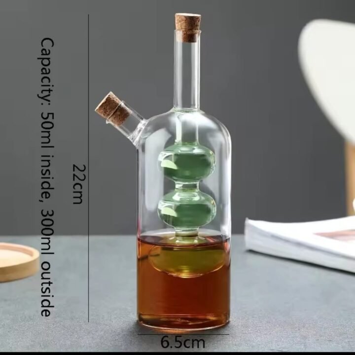 2 in 1 double layer glass olive oil bottle