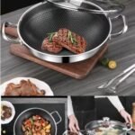 Stainless Steel Frying Pan Honeycomb Pattern  24cm