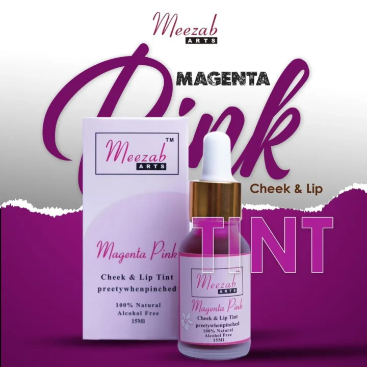 Lip Tint & Cheek Tint 15 ml By Meezab Arts  magenta pink