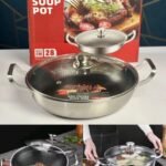 304 Stainless Steel Frying Pan Food Grade Non Stick kitchen Pan Honeycomb Pot  Gas Stove General Wok@28cm  SAL