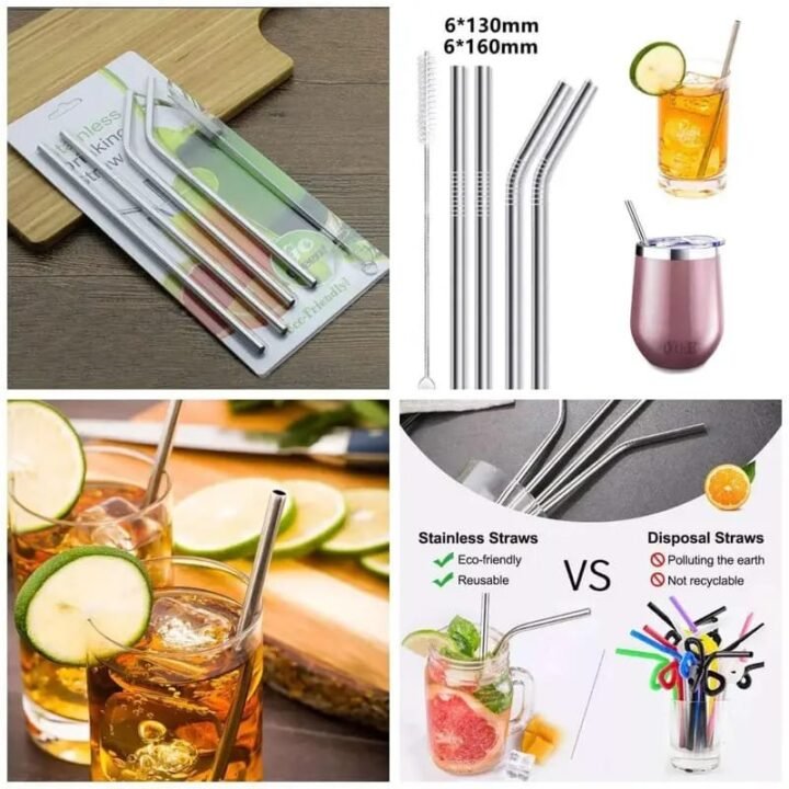 pack of 4 Stainless Steel Straws Set