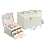 3 Layer Mirror Leather Jewellery Organizer
