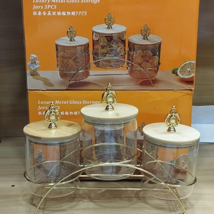 3pcs jar set with metal stand