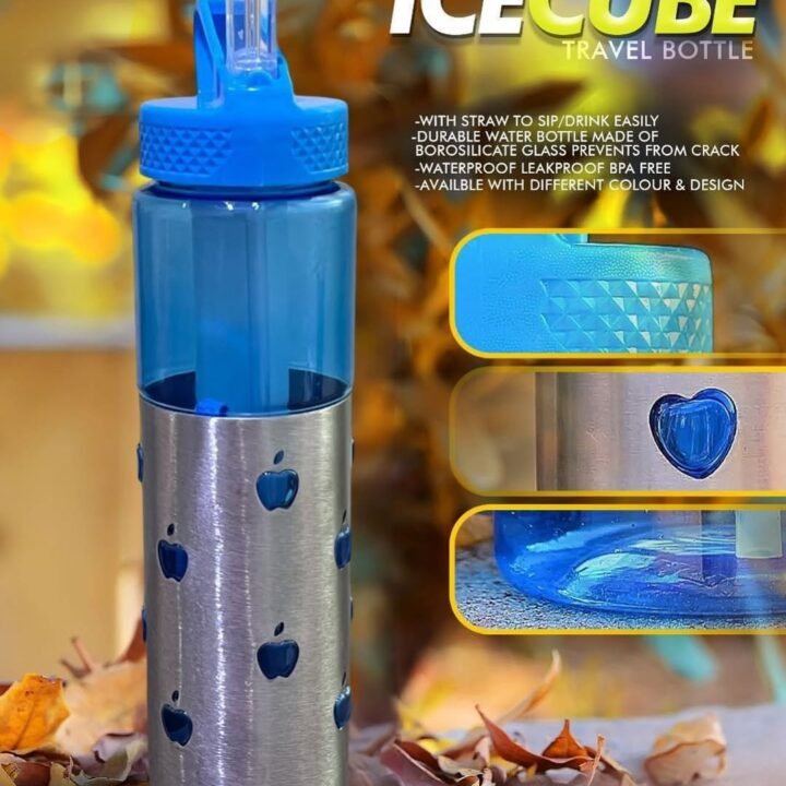Stainless Steel Base Direct Sip Water Bottle with Travelling Ice Cube
