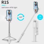R1S Bluetooth Selfie Stick Tripod with Remote Control | 360° Foldable Selfie Rod for Phone & Action Camera with LED Light ✨  – 💫🌟 (With Box)