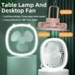 Portable USB Desk Fan With 3 Speeds Silent Operation With Night Light Hanging/clip-on/Desktop Three Modes Of Use Usb Charging