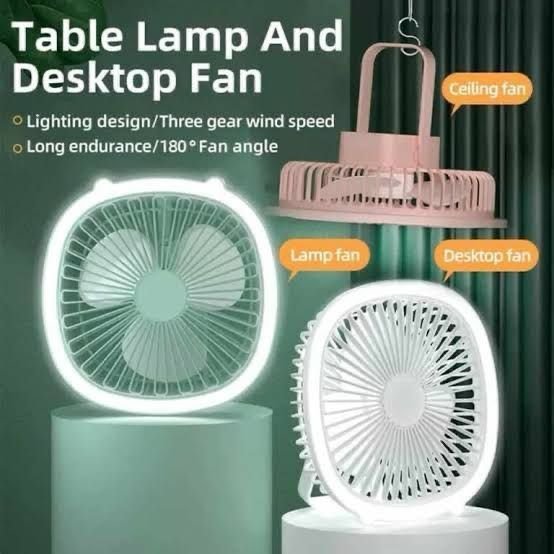 Portable USB Desk Fan With 3 Speeds Silent Operation With Night Light Hanging/clip-on/Desktop Three Modes Of Use Usb Charging