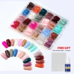 576Pcs False Nails Tips Short Coffin Almond French Artificial Nails Box (with Free Nail Jelly Glue Sticker + Nail Glue)q