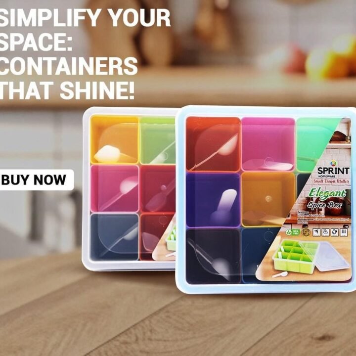 9 in 1 Masala Box Set with Spoons, Protect your Spices    Multi Mix Random Colours