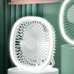 Portable USB Desk Fan With 3 Speeds Silent Operation With Night Light Hanging/clip-on/Desktop Three Modes Of Use Usb Charging