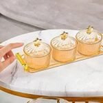1 Trag & 3 Acrylic Bowl Fruit Snack Serving Plate Nut and Candy Serving Tray for Holiday Fruit 3 Grid|Home & Garden | Kitchen Storage & Organization | 1 Set Dry Fruit Tray