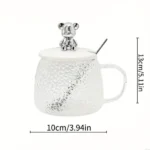 Glass Coffee Mug With Bear Lid And Spoon