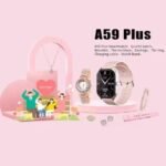 A59 Plus Smart Watch Women Watch Smartwatch Set  Fitness Watch with  Sports Modes Women Chain Ring Necklace Earrings🤩   Couples Gift Box 🎁   💫🌟 Random Colours Strips In Box