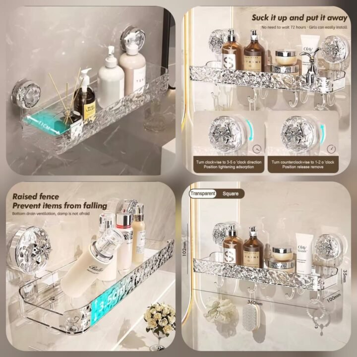 Acrylic Wall-Mounted Suction Shelf (Box Packing) Premium Quality