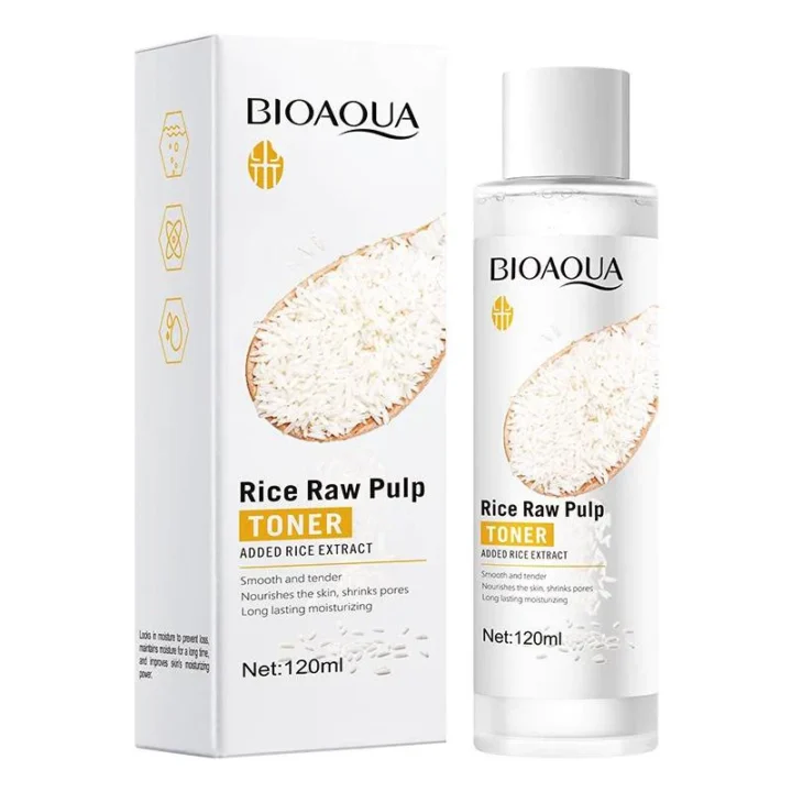 Bioaqua Rice Raw Pulp Hydrating Moisturizing Softening Face Toner q