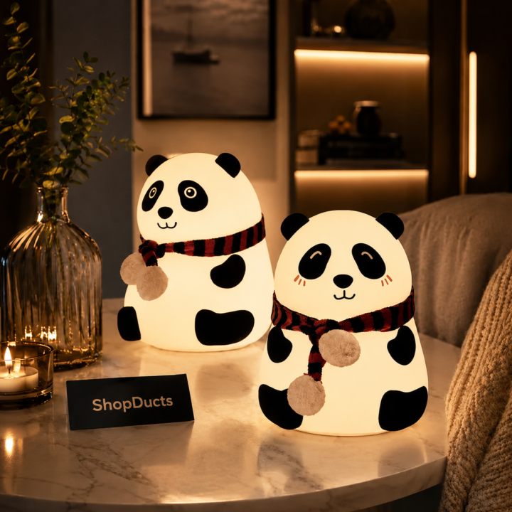 Cute Panda Night Light Soft Silicone LED Bedside Lamp