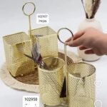 Cutlery holder metal golden