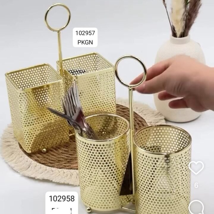Cutlery holder metal golden