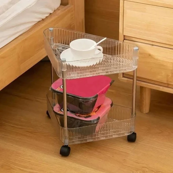 Acrylic Corner Trolley With Wheels  2 tier
