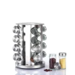Rotating stainless steel Spice organizer 16 jars