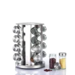 Rotating stainless steel Spice organizer 16 jars