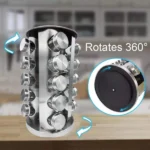 Rotating stainless steel Spice organizer 16 jars