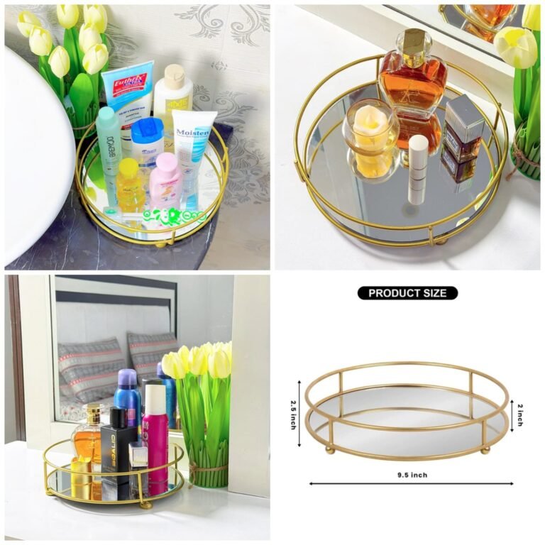 Glassy Golden Vanity Display with Mirror 