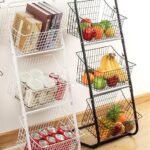 Metal Storage Basket – Versatile Organizer for Fruits, Vegetables, Spices  3 layers