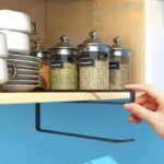 1pc Metal Cabinet Storage Hook for Towels and Tissues, No-Drill Wall Mount, Multi-Use Kitchen & Bathroom Organizer,
