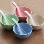4 Pcs bowls & Spoon Set  Soup Bowl with Spoon  (Random Colours)