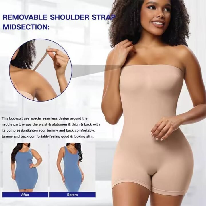 Strapless Shapewear Bodysuit for Women Tummy Control Seamless Sculpting Butt Lifter Body Shaper with Removable Straps  Random Colours 💫💫