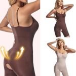 Women’s Bodysuit with Spaghetti Straps and Open Crotch Tummy Control Shapewear Full Body Shaper Butt Lifter Thigh Slimmer Shorts (Random Colours)