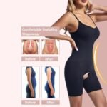 Women’s Bodysuit with Spaghetti Straps and Open Crotch Tummy Control Shapewear Full Body Shaper Butt Lifter Thigh Slimmer Shorts (Random Colours)