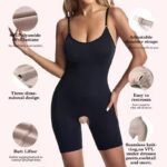 Women’s Bodysuit with Spaghetti Straps and Open Crotch Tummy Control Shapewear Full Body Shaper Butt Lifter Thigh Slimmer Shorts (Random Colours)