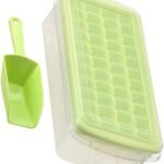 Ice Cube Tray With Lid and Bin | 36 Mini Nuggets Ice Tray For Freezer | Comes with Ice Container, Scoop and Cover | Good Size Ice Bucket random colour