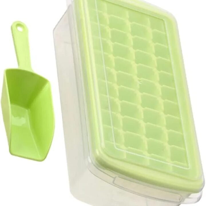 Ice Cube Tray With Lid and Bin | 36 Mini Nuggets Ice Tray For Freezer | Comes with Ice Container, Scoop and Cover | Good Size Ice Bucket random colour