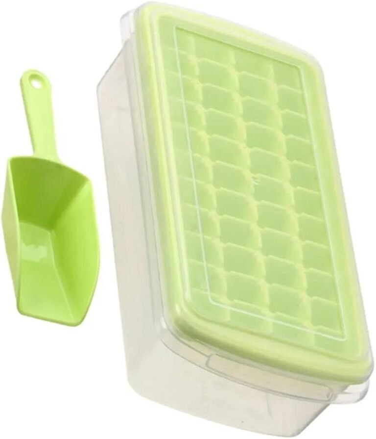 Ice Cube Tray With Lid and Bin | 36 Mini Nuggets Ice Tray For Freezer | Comes with Ice Container, Scoop and Cover | Good Size Ice Bucket random colour