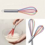 EGG WHISK BEATER STEEL HANDLE WITH SILICONE WIRE 12 inches :