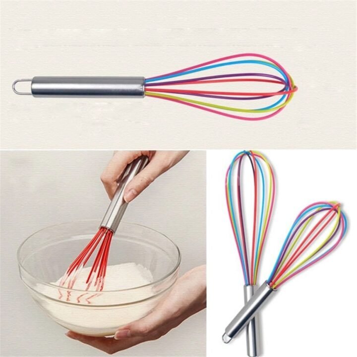 EGG WHISK BEATER STEEL HANDLE WITH SILICONE WIRE 12 inches :