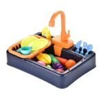 Kids Kitchen Electric Sink Playset, Automatic Circulating Water Outlet, Educational Cleaning Toys     