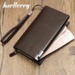 Baellerry Long Wallet For Men Slim Money Mobile Men Leather Wallet Card Holder    