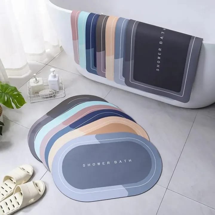 Super Water Absorbent Non-Slip OVAL Bath Mat Floor Mat for Bathroom Shower Room Tub Entrance Kitchen    (Only Random Colours)🤩   
