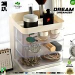 Makeup Organizer for Vanity, Rotating Makeup Organizer, Layered Cosmetics Storage Box Makeup Stationary Organizer    