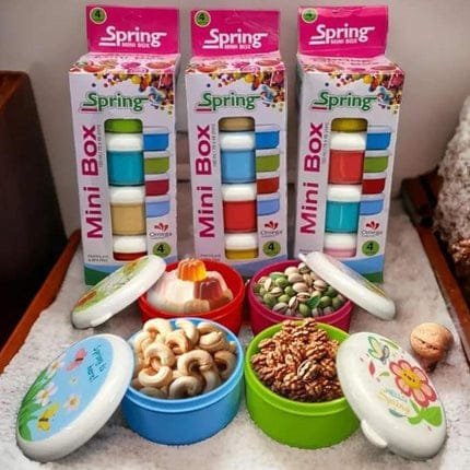 Set of 4 Mini Spring Bowl With Seal Cap food Storage Boxes